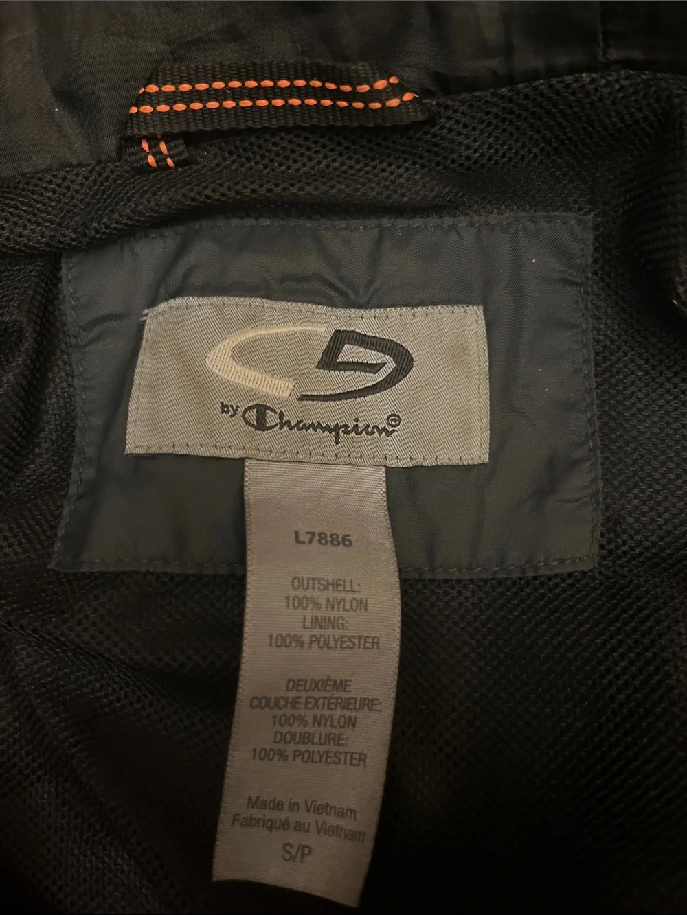 Champion Packable Black Hooded Windbreaker Jacket - Picture 2 of 5